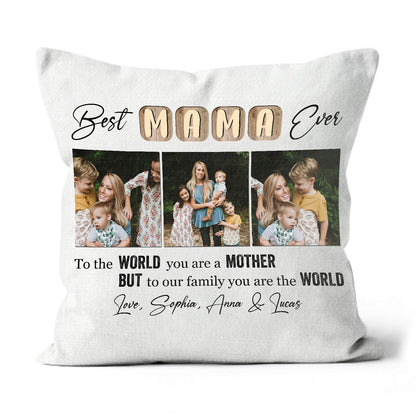 Personalized Mom Pillow - Best Mama Ever, Mother's Day Thoughtful Gift Photo Collage, I Love You Mom| NPL18