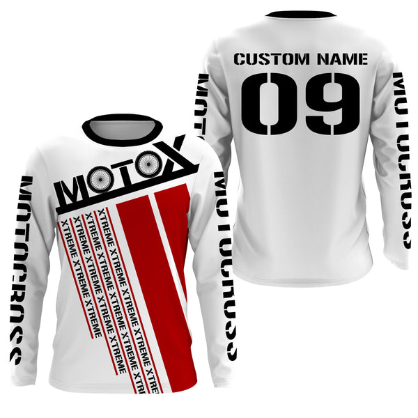 Kid men women Motocross racing jersey dirt bike custom red white shirt UPF30+ extreme racewear PDT90