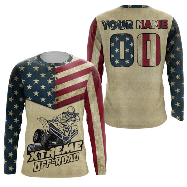 Custom ATV Motocross Jersey UPF30+ American Flag Quad Bike Shirt Adult Youth Off-road Racing NMS1349