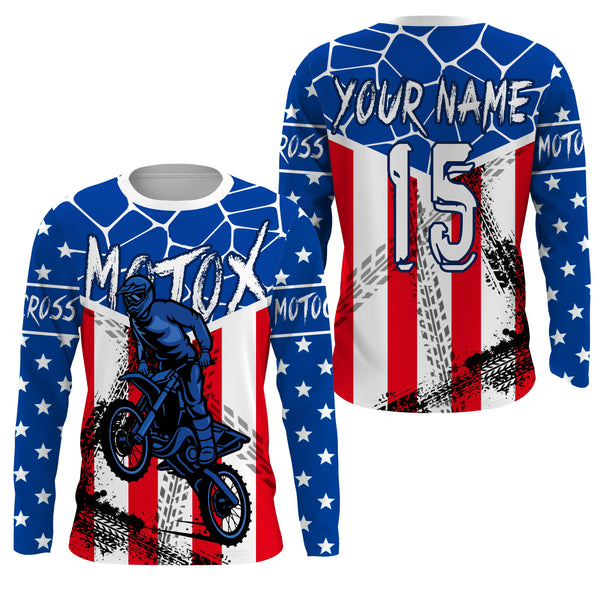 MotoX jersey kid men women flag American dirt bike custom UPF30+ off-road racing motorcycle PDT54