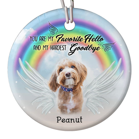 Favorite Hello Hardest Goodbye - Pet Memorial Ornament Custom Photo| Pet Loss Christmas Ornament, Remembrance for Loss of Dog, Loss of Cat| NOM12