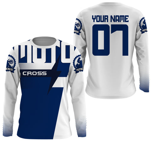 Custom motocross jersey blue UPF30+ men women kid dirt bike racing offroad motorcycle long sleeve NMS1000