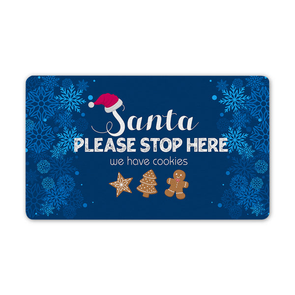 Funny Christmas Doormat - Santa Please Stop Here Doormat - Christmas Sign Christmas Decoration Welcome Mat Holiday Doormat Winter Sign - JD33