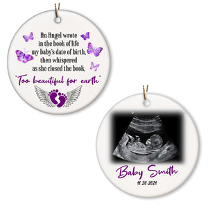 Miscarriage Memorial Ornament - Custom Sonogram, Remembrance for Loss of A Baby, Pregnancy Loss Sympathy Gift, Stillbirth Bereavement| NOM63