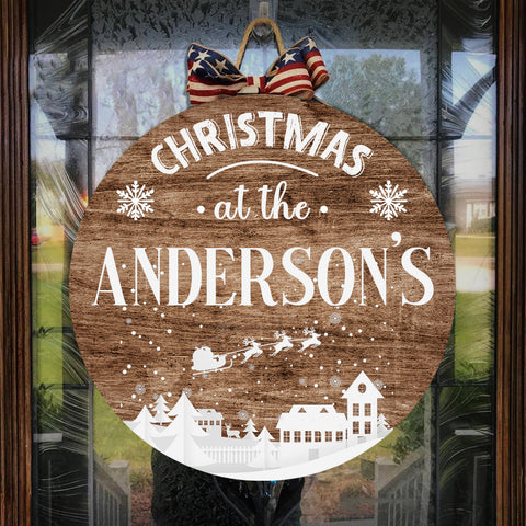 Personalized Christmas Wooden Door Hanger| Custom Family Name Door Hanger| Xmas Sign Christmas Front Door Decor| Christmas Decoration for Door, Wall, Home| Christmas Sign| JDH15