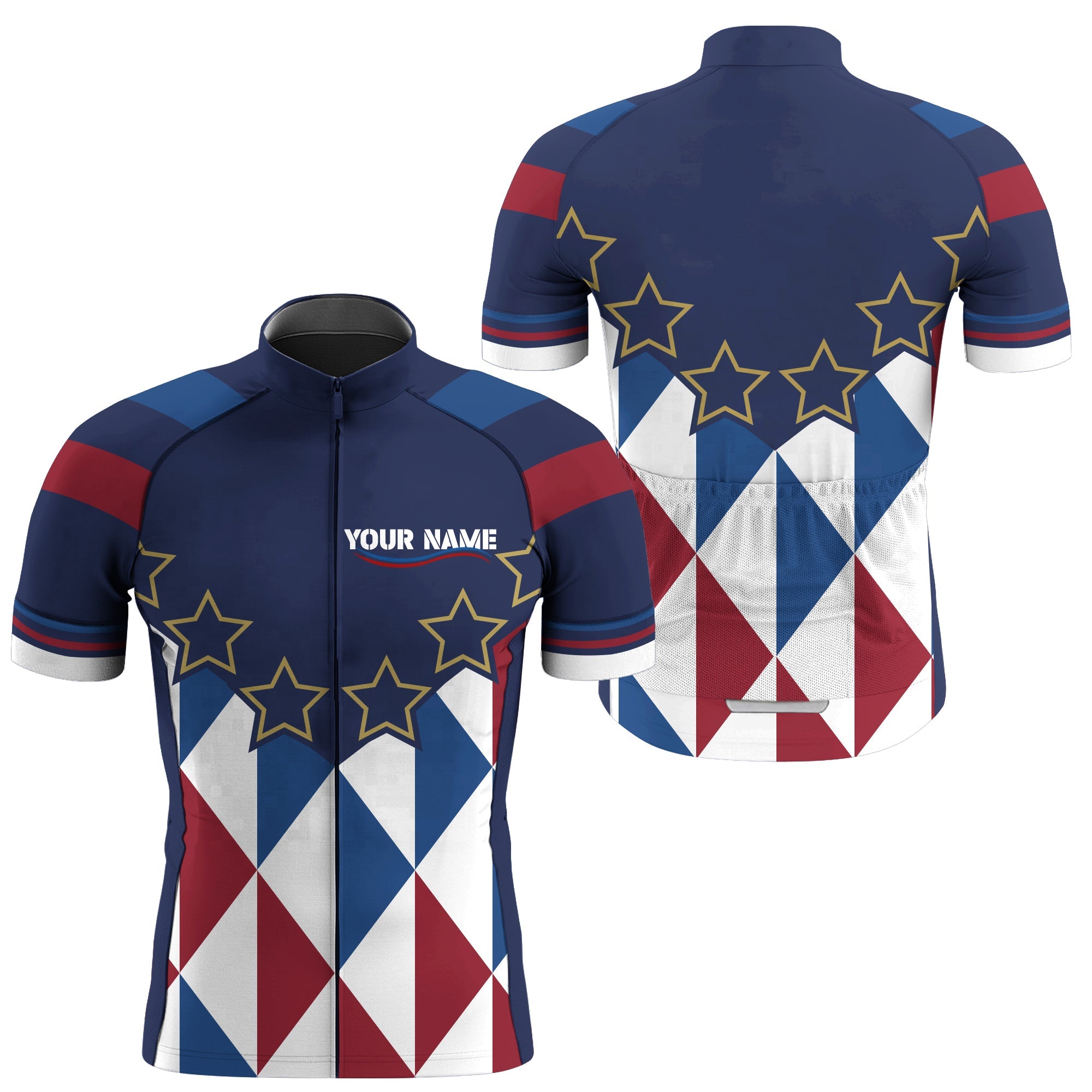 Blue men & women Cycling jersey with 3-rear pockets Custom UPF50+ bike shirt Full zip bicycle gear| SLC178