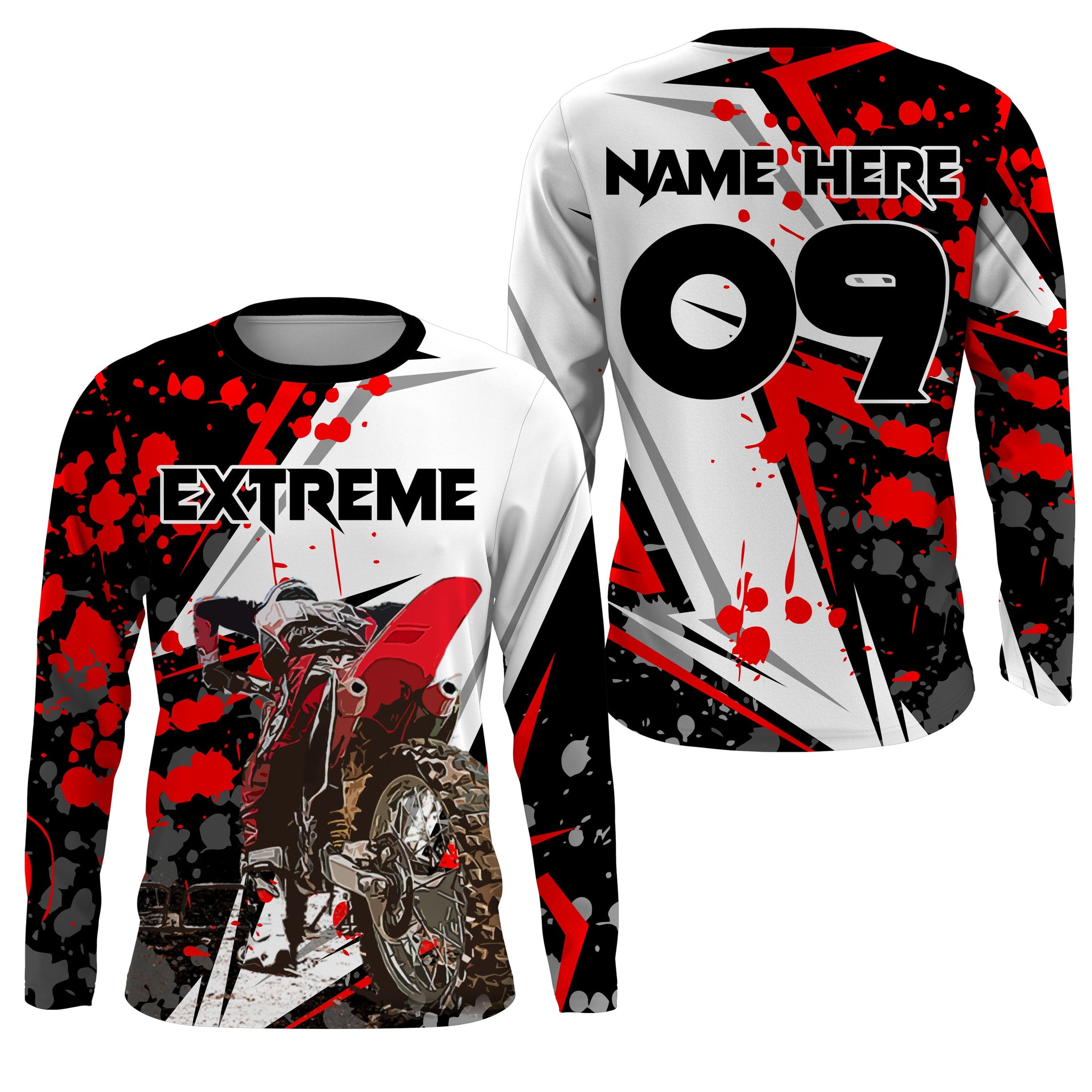 Kid Adult Motocross jersey personalized UPF30+ Extreme dirt bike racing long sleeves NMS1101