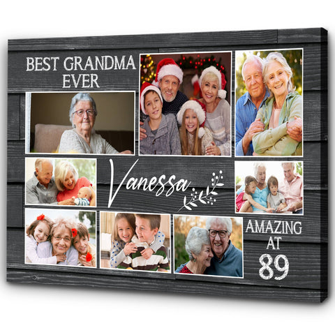 Best Grandma Ever Personalized Canvas Photo Collage, Mothers's Day Canvas Gift for Grandmother| N2487