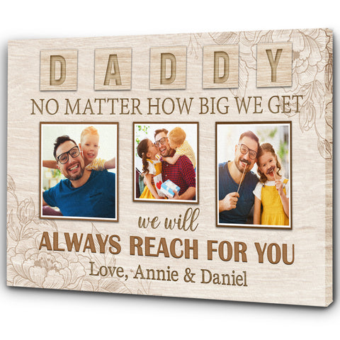 Daddy Personalized Canvas Custom Photo Collage Father's Day Gift for Best Dad Ever Birthday Christmas N2564