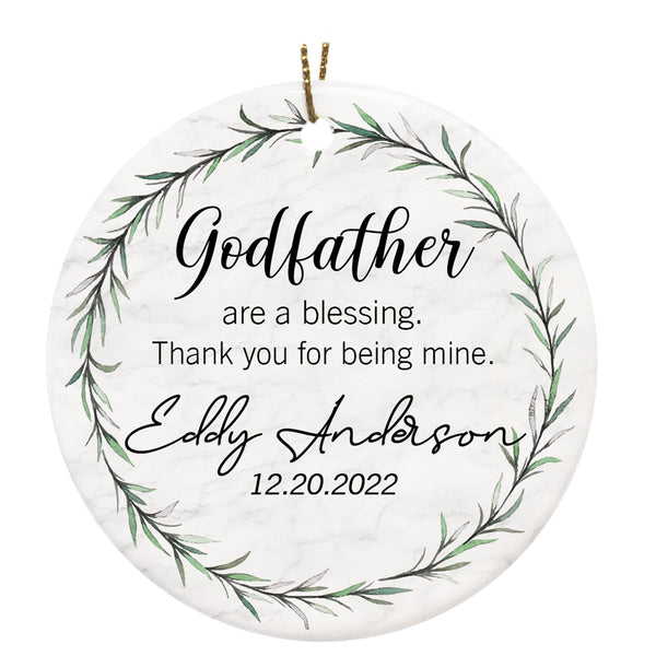 Personalized Ornament For Godfather - Keepsake Gift from Godfather, Godmother, Godparents - Christening Baptism Gift - Christmas Ornament from Godchild - JOR19