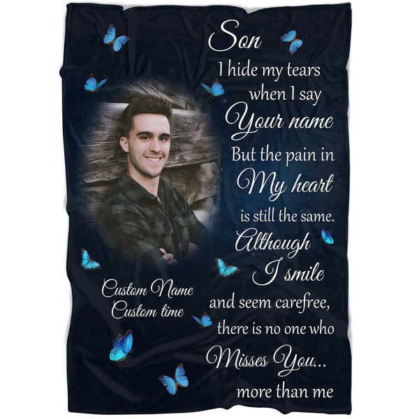 Son Remembrance Blanket, Personalized Sympathy Throw for Loss of Son, in Memory of Son Bereavement N2691