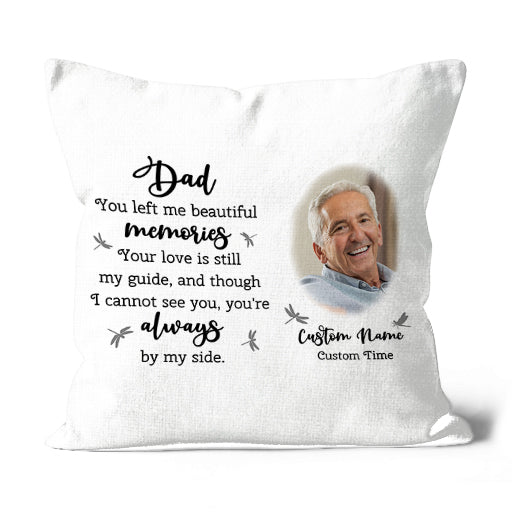 Dad Memorial Pillow Personalized Remembrance Dad Fathers Day in Heaven Loss of Father 1-side Print| NPL164