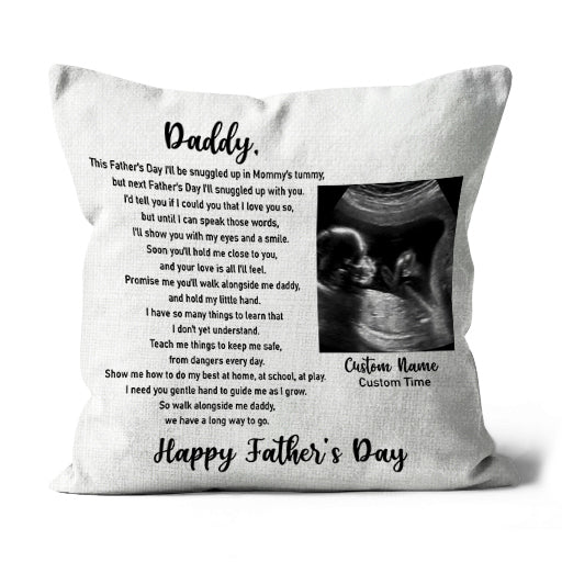 Father's Day Pillow, Custom Sonogram Gift for New Dad, Expecting Father, 1st Time Dad, Dad To Be| JPL97