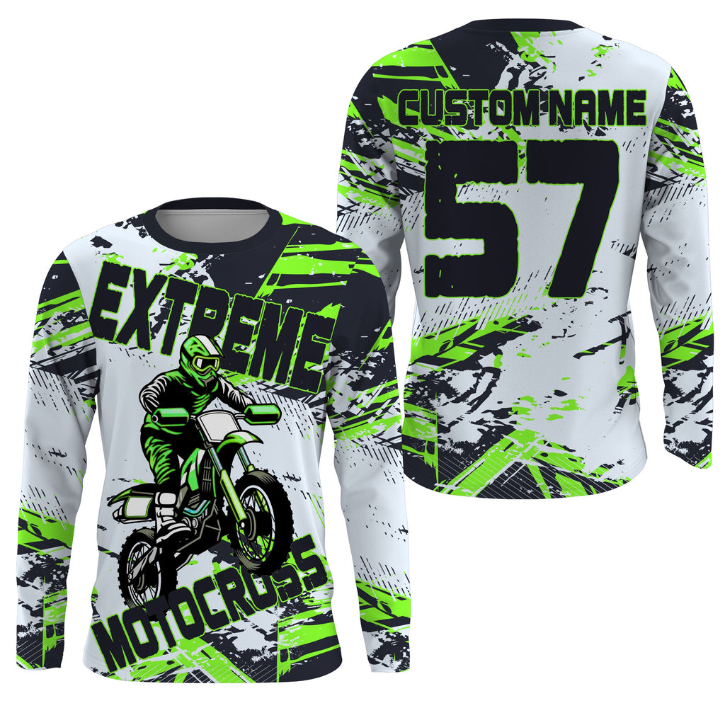 Personalized Motocross Jersey UPF30+, Motorcycle Green Dirt Bike Racin –  Myfihu