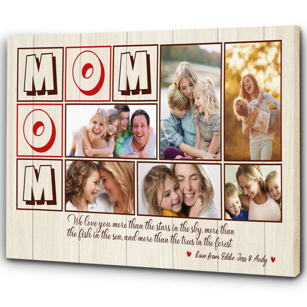 Personalized Mom Canvas| Mom Photo Collage Wall Art| Mom Gift Mother Gift on Mother's Day Christmas| JC835