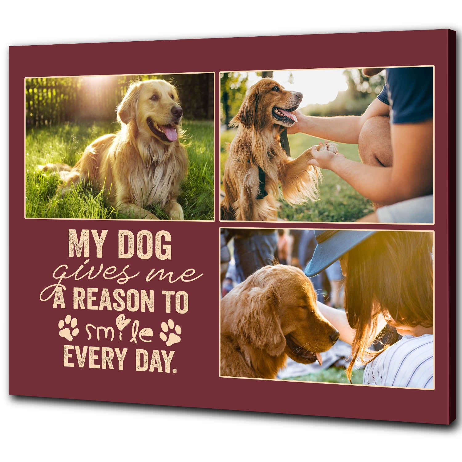 My Dog Gives Me A Reason To Smile Everyday| Custom Dog Photo Collage Canvas| Dog Sign Dog Theme Gift| JCD817