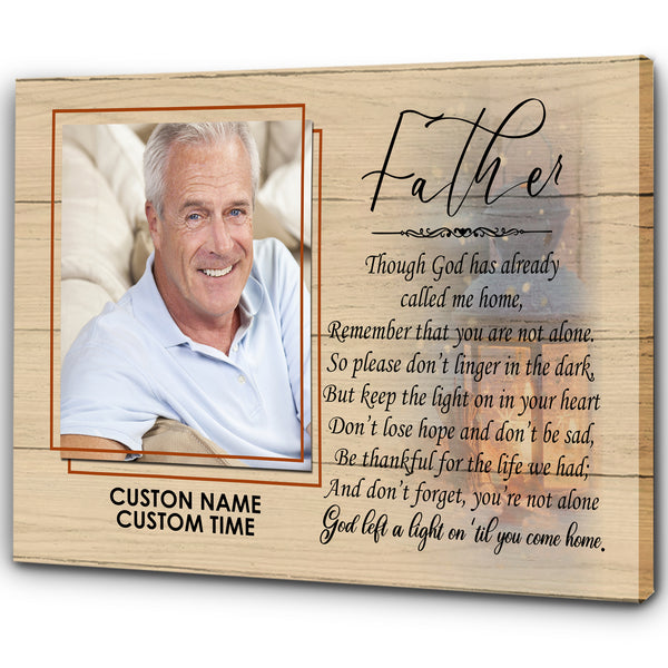 Personalized Memorial Canvas with Picture| Keep The Light On| Memorial Gift for Loss of Parent Loss of Loved One Family Loss| Sympathy Gift Remembrance Keepsake Bereavement Gift| JC539 Myfihu