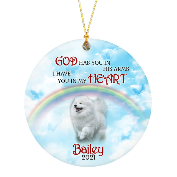 Pet Memorial Ornament - God Has You in His Arms, Pet Loss Ornament, Remembrance Loss of Dog, Loss of Cat, Sympathy Gift for Dog Owners| NOM124