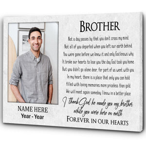 Loss Of Brother Canvas| Personalized Memorial Canvas| Brother Memorial Canvas, Memorial Gift, Brother Remembrance| Sympathy, Bereavement Gift, Brother in Memory| T1103