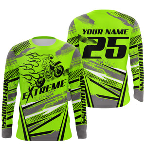 Green MX custom jersey UV protective youth kid adult extreme racing dirt bike motorcycle shirt PDT86