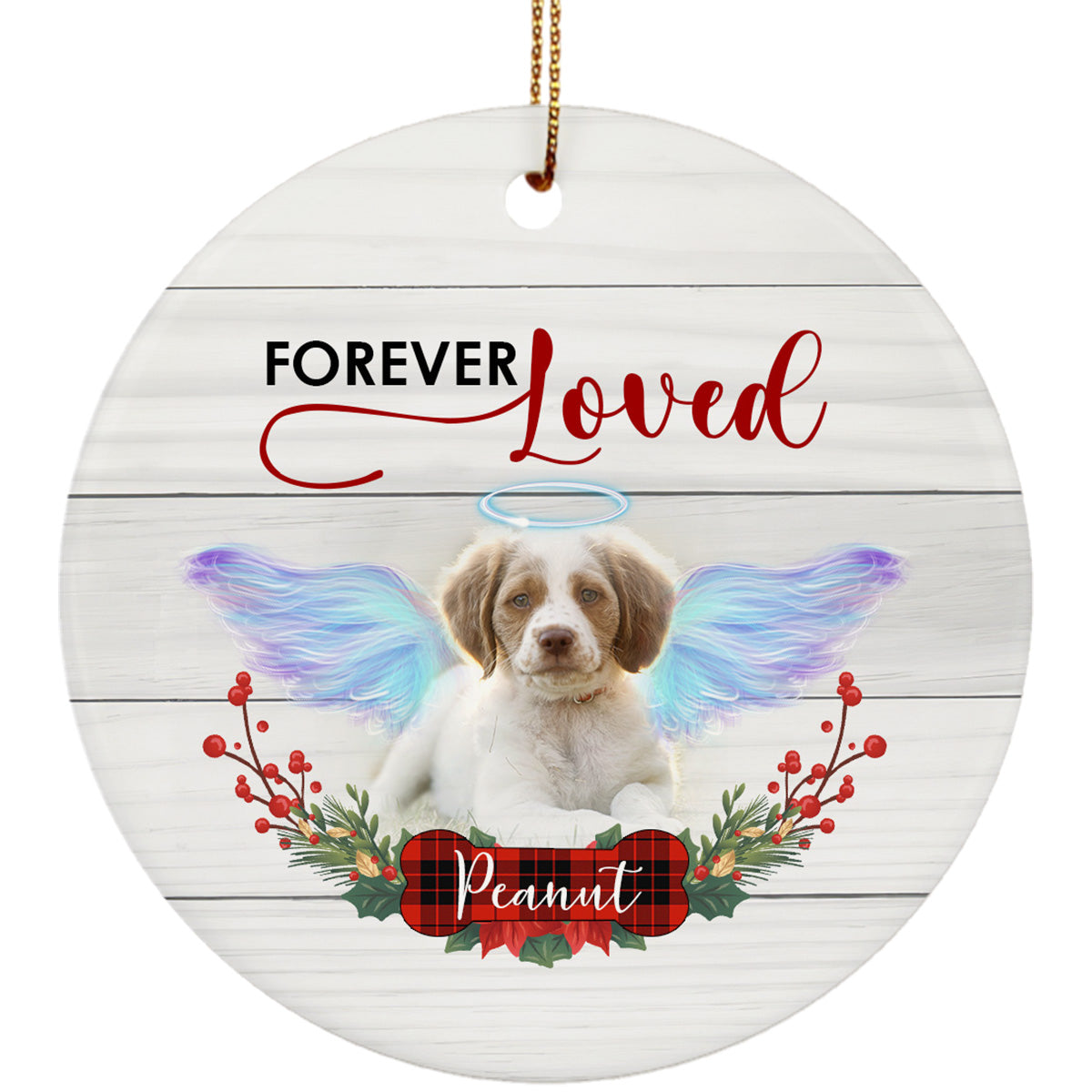 Forever Love - Pet Memorial Ornament Custom Photo| Pet Loss Christmas Ornament, Remembrance for Loss of Dog, Loss of Cat, Sympathy Gift for Dog Owners| NOM13