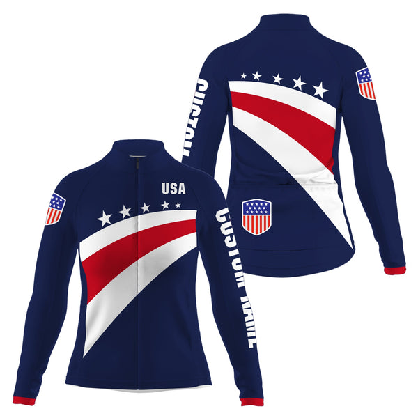 American women cycling jersey with 3 pockets UPF50+ USA bike shirts full zip BMX MTB cycle gear| SLC147