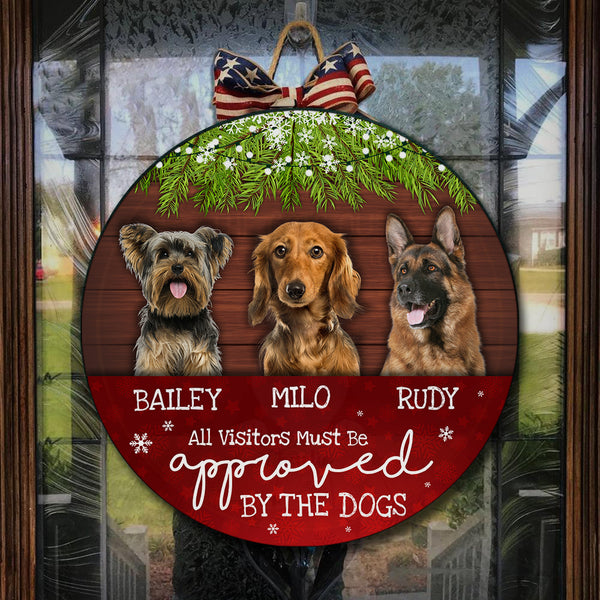 Custom Dog Welcome Sign - Funny Christmas Wooden Door Hanger for Dog Owners, X-mas Dog Sign Decor| NDH15