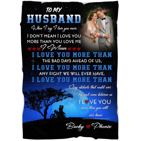 Personalized Gifts for Him| I Love You More  Blanket| Letter To My Husband Fleece  Blanket from Wife| Anniversary Blanket  for him on Wedding, Birthday,  Valentines BP42 Myfihu