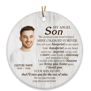 Son Memorial Ornament - My Angel Son, Christmas in Heaven, Son Remembrance Home Decor, Memorial Gift for Loss of Son in Memory, Loss of Child| NOM182