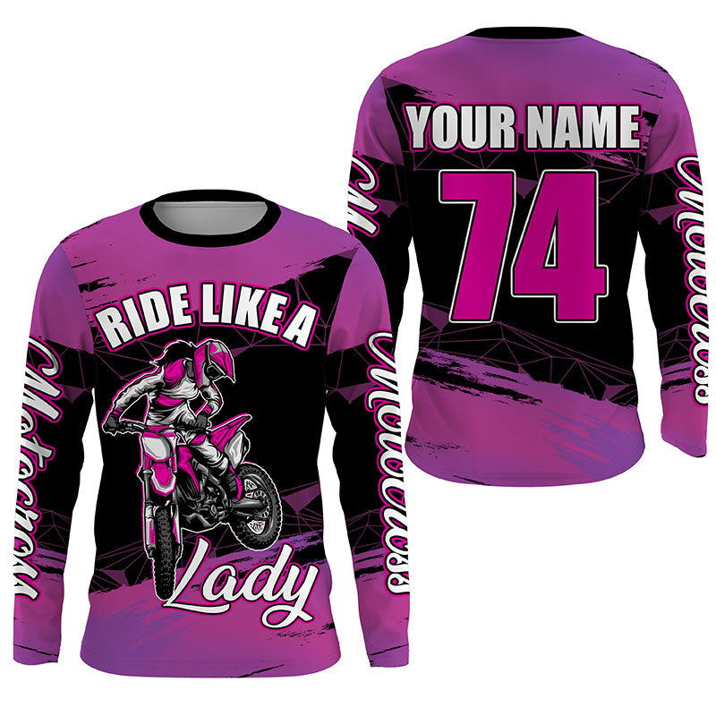 Personalized Motocross jersey women girls MX racing shirt UPF30+ motorcycle long sleeves off-road PDT315