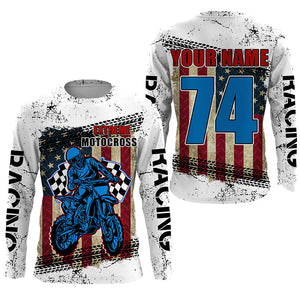 Personalized Motocross jersey for kid adult UPF30+ Patriotic dirt bike shirt American Flag PDT398