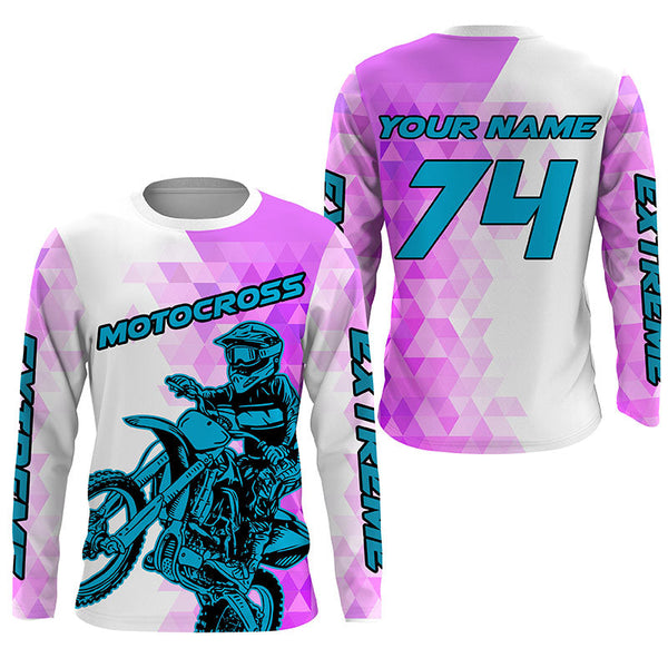 Motocross pink jersey youth men women custom dirt bike off-road UPF30+ motorcycle racing shirt PDT319