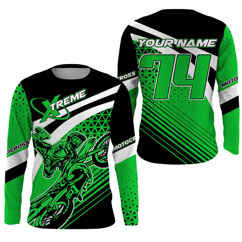 Extreme green Motocross jersey men women kids MX racing UPF30+ dirt bike off-road long sleeves PDT222