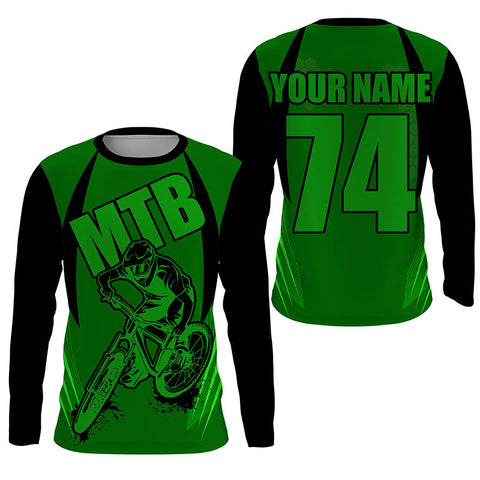 MTB jersey kids adult Green mountain bike shirt UPF30+ cycling jersey boys girls downhill clothes| SLC253