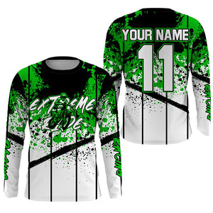 Custom Motocross jersey kid&adult MotoX extreme dirt road UV protective green dirt bike shirt PDT367