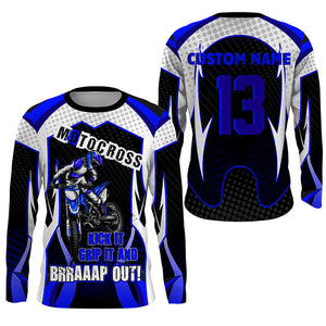 Personalized Blue Motocross Jersey UPF30+ Brap Dirt Bike MX Racing Off-Road Long Sleeves NMS1240