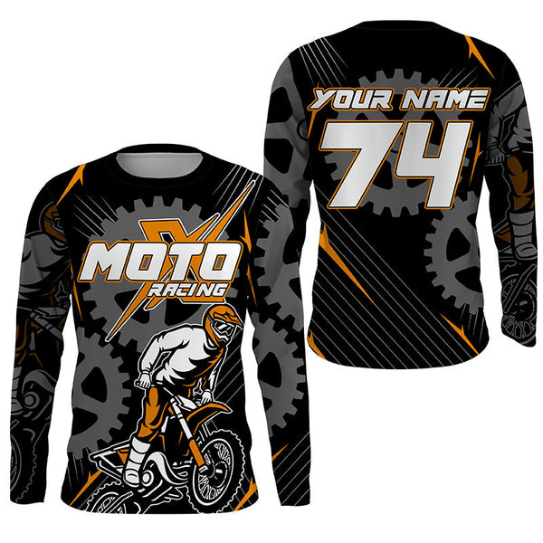 Personalized orange dirt bike jersey for kid&adult UPF30+ Motocross racing MotoX off-road shirt PDT364