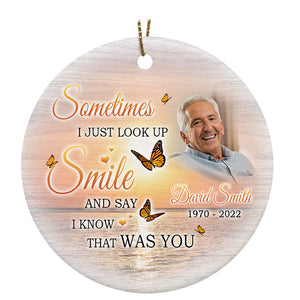 Personalized Ornaments| Someone in Heaven Christmas Ornament Remembrance Ornament for Loss of Father OP37