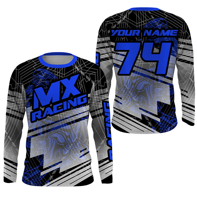 Custom Blue Dirt Bike Jersey Youth Men Women UPF30+ Motocross Racing Shirt Motorcycle MX Off-Road PDT381