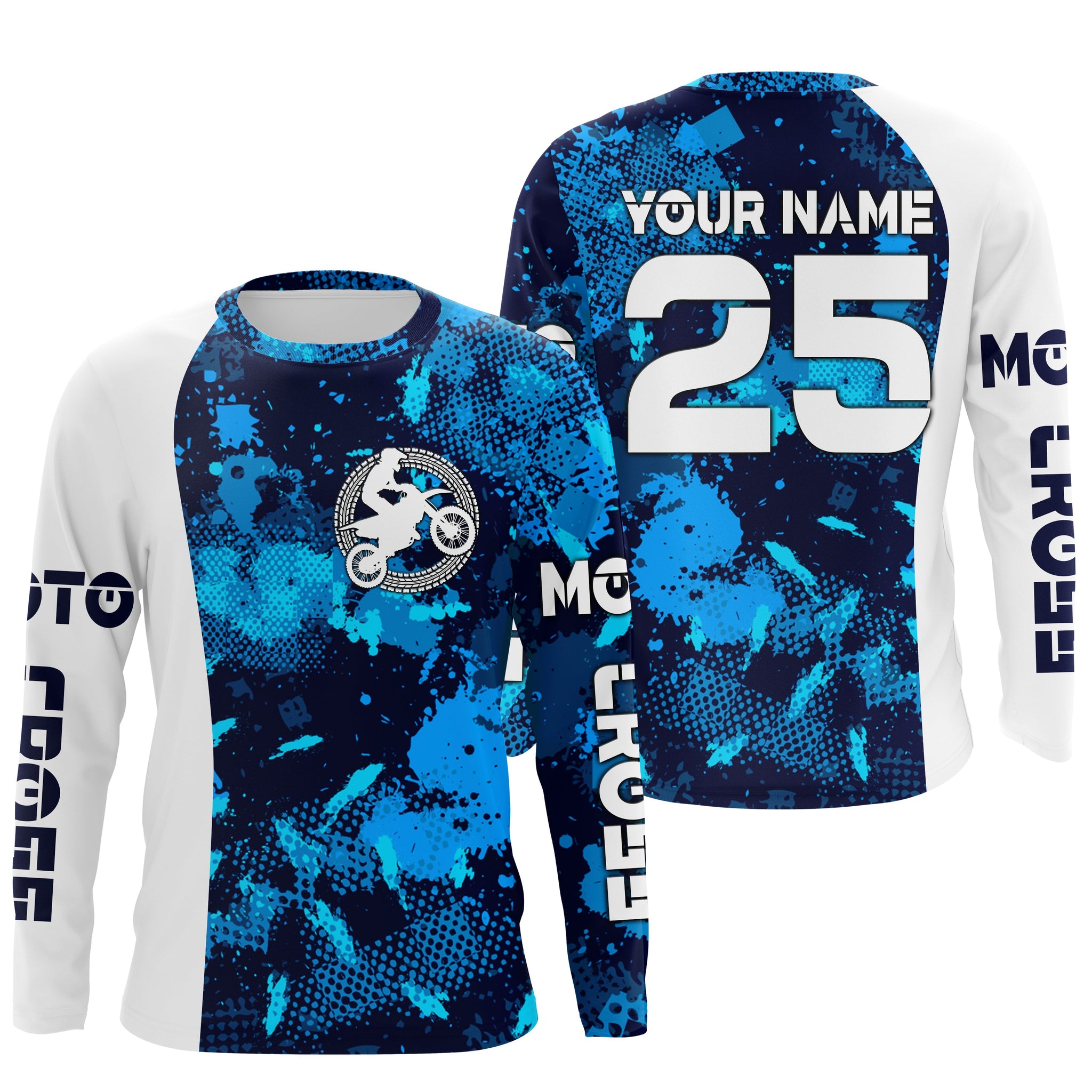 Personalized blue MX jersey extreme UPF30+ kid youth adult Motocross off-road motorcycle shirt PDT70