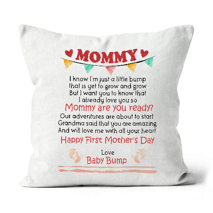 Happy First Mother's Day from Baby Bump Pillow, Cute Gift for Pregnant Mom, New Mom, Mom to Be Gift| NPL09