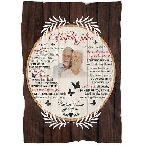 A Limb Has Fallen - Personalized Memorial Blanket| Remembrance Blanket, Sympathy Blanket| T1077