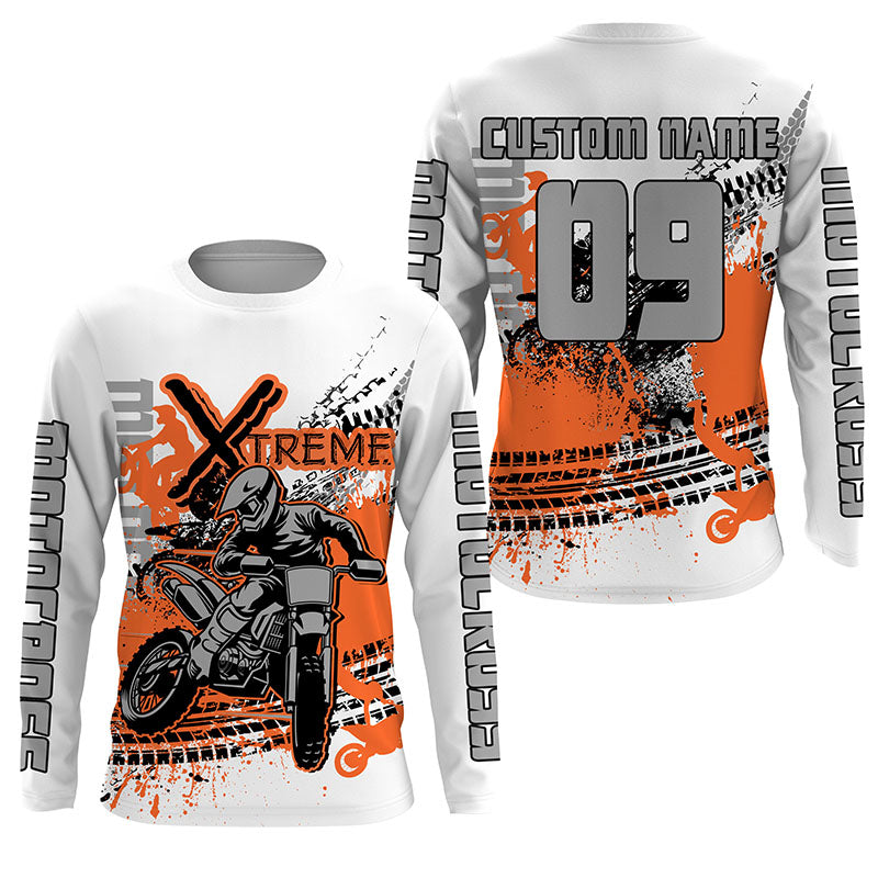 Extreme orange Motocross jersey men women kid UPF30+ custom dirt bike racing shirt motorcycle PDT402