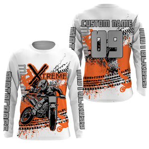 Extreme orange Motocross jersey men women kid UPF30+ custom dirt bike racing shirt motorcycle PDT402