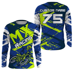 Kids men women motocross jerseys custom name&number blue white