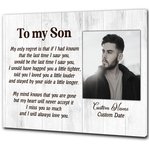 To My Son In Heaven Canvas| Personalized Memorial Canvas| Son Memorial Canvas, Memorial Gift, Son Remembrance| Sympathy, Bereavement Gift, Son in Memory| T1074