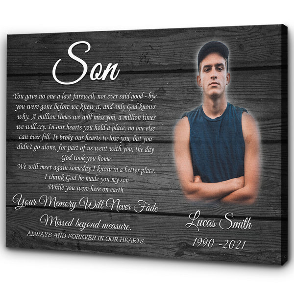 Son Memorial Personalized Canvas| My Angel Son in Heaven| Sympathy Gifts for Loss of Son| Memorial Son Canvas| In loving memory of Son on Christmas CP8
