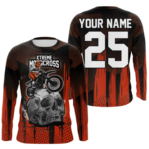 Extreme Motocross skull personalized jersey UPF30+ dirt bike long sleeves Hell Crosser motorcycle NMS1052