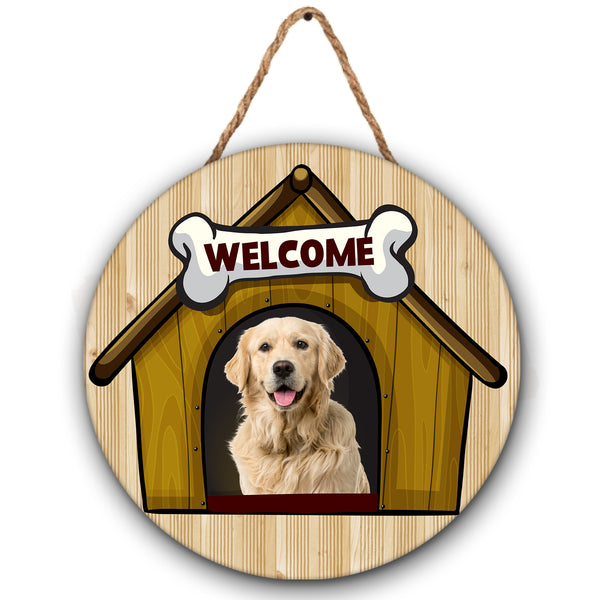 Personalized Dog Door Hanger| Funny Wooden Welcome Sign for Dog Lover, Dog Mom, Dog Dad, Pet Owner| Dog Theme Decoration for Wall, Mantel, Home| JDH53