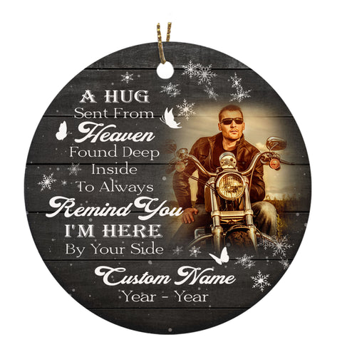 Dad Remembrance Ornament A Hug Sent From Heaven Christmas Sympathy Memorial Gift For Loss Of Biker ODT80